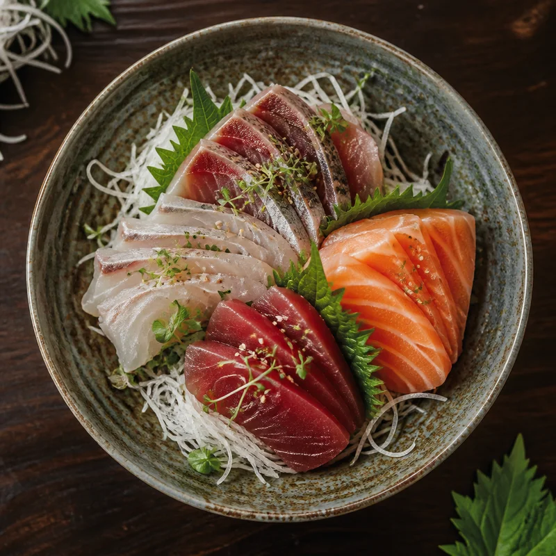 Sashimi Platter with Daikon Tsuma and Shiso