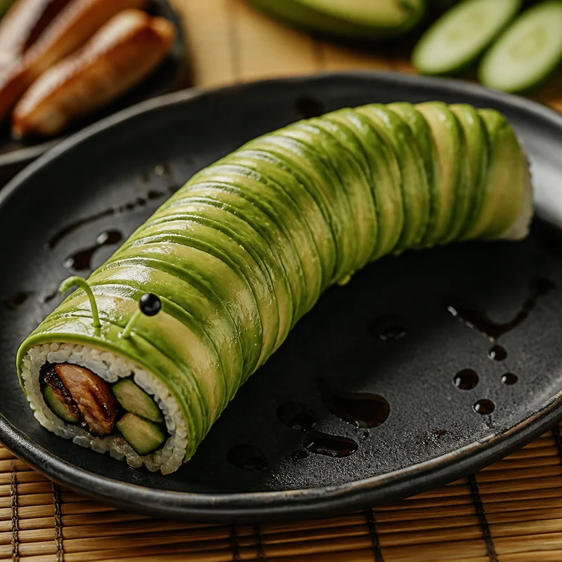 Caterpillar Roll with Broiled Eel and Draped Avocado