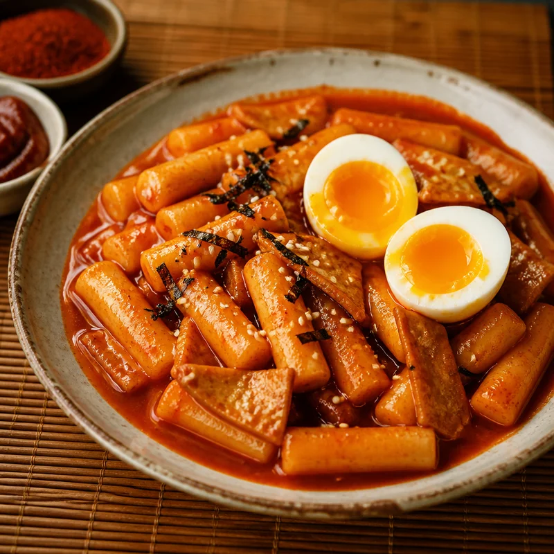 One-Pan Tteokbokki with Fish Cake and Jammy Eggs