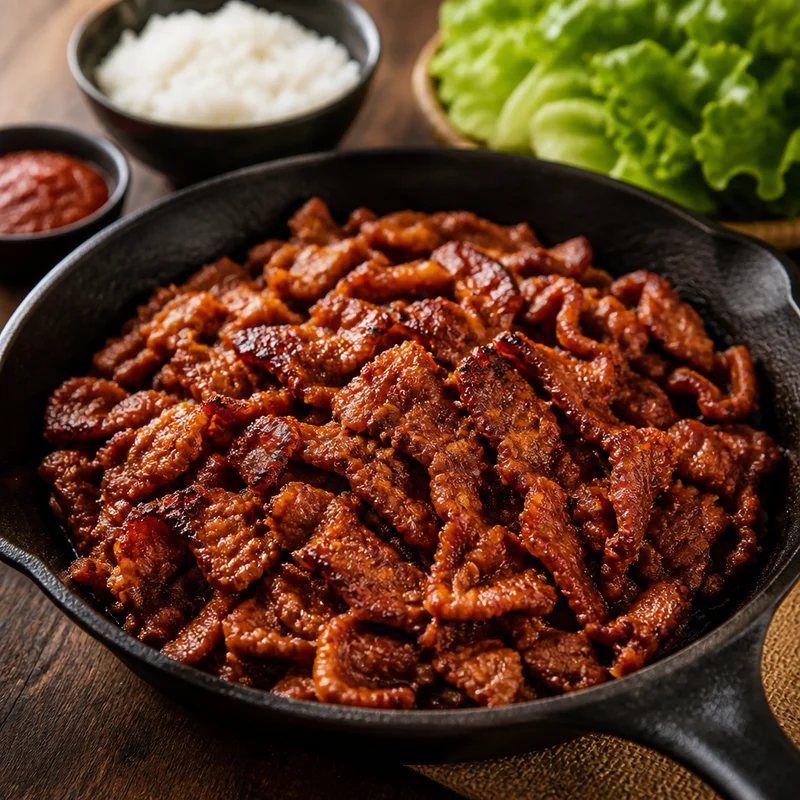 Spicy Pork Bulgogi with Rice and Lettuce Wraps