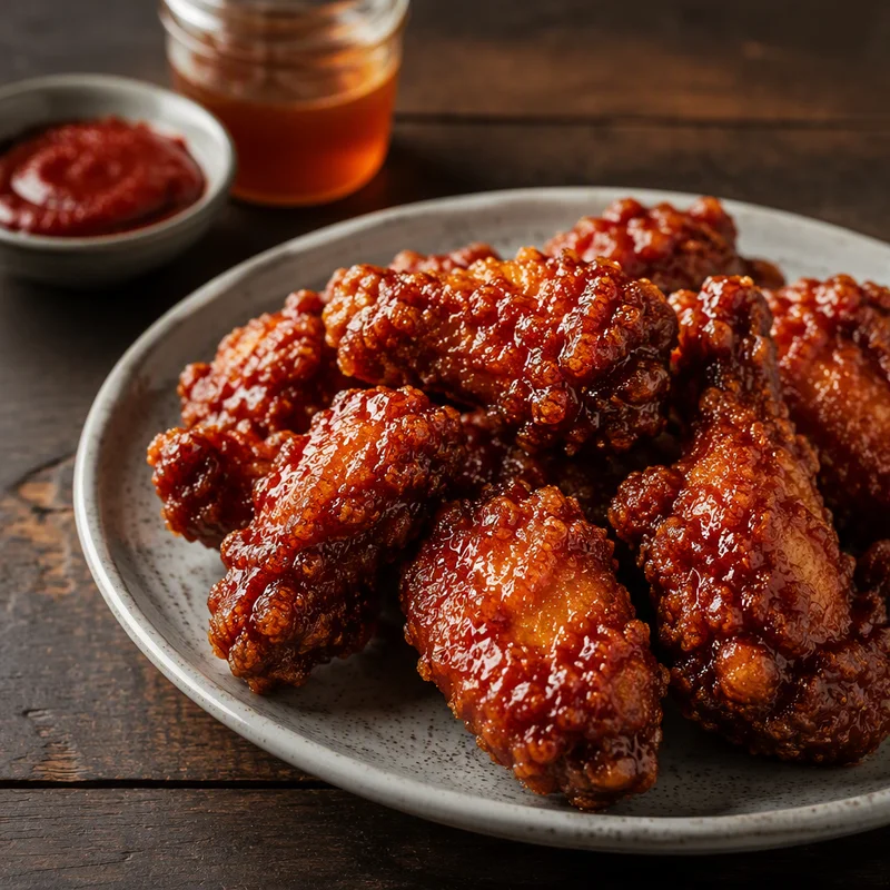 Double-Fried Korean Chicken Wings with Gochujang-Honey Glaze