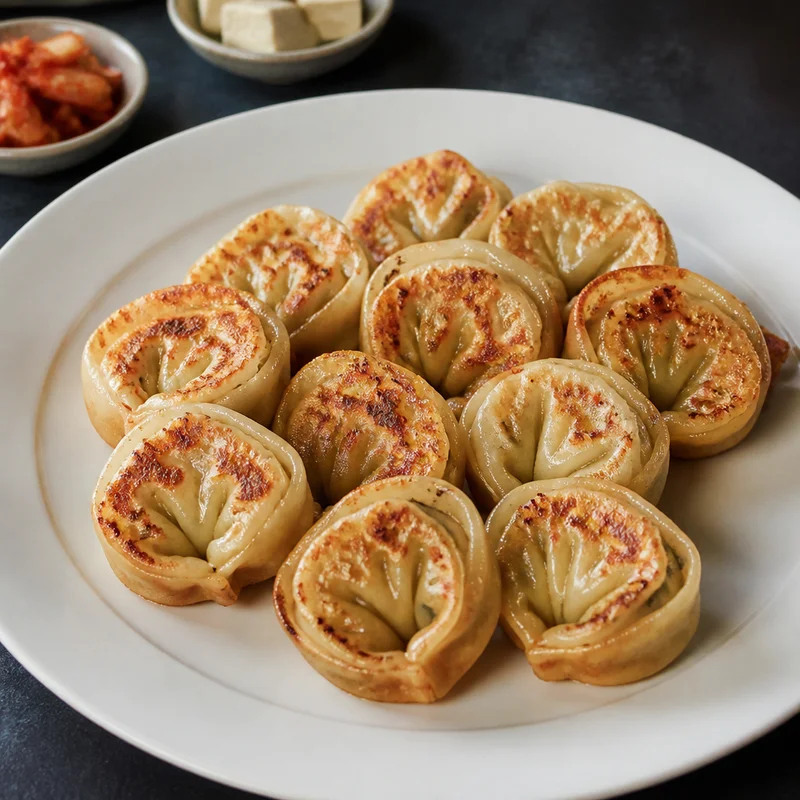 Kimchi Pork Mandu with Crispy Bottoms