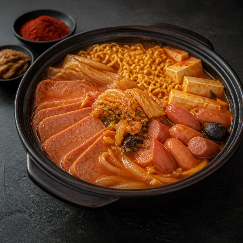 Army Base Stew with Spam, Hot Dogs and Instant Ramen