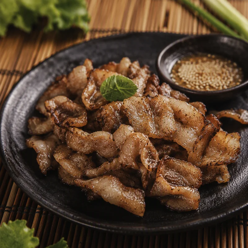 Korean Grilled Beef Belly with Sesame Salt Dip
