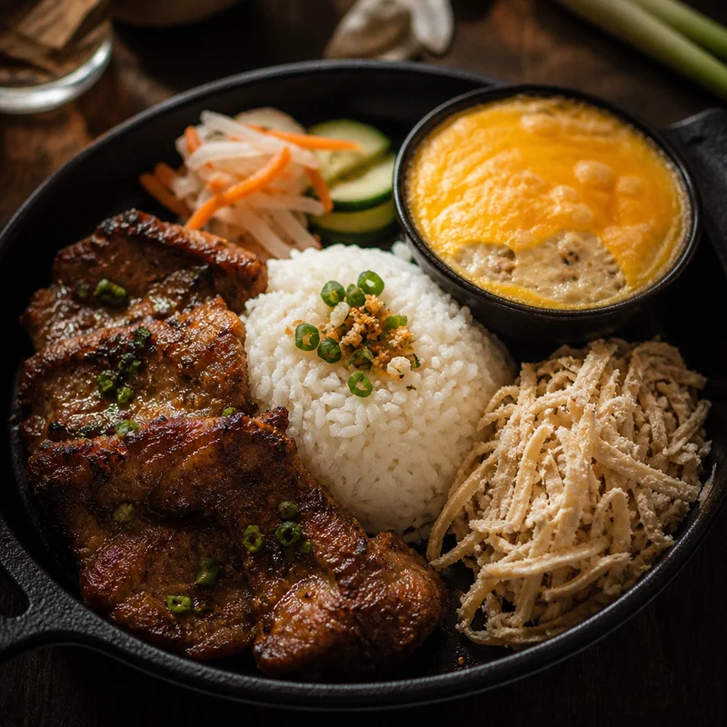 Vietnamese Broken Rice Plate with Lemongrass Pork Chops