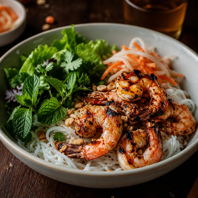 Grilled Lemongrass Shrimp Vermicelli Noodle Bowls