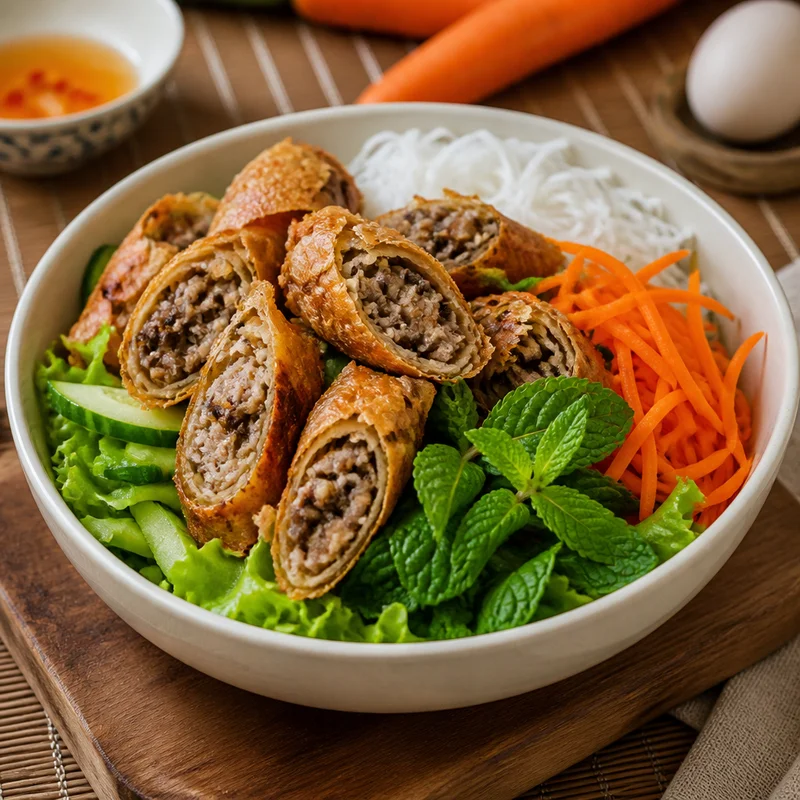 Crispy Pork Egg Roll Vermicelli Bowls (Bún Chả Giò)