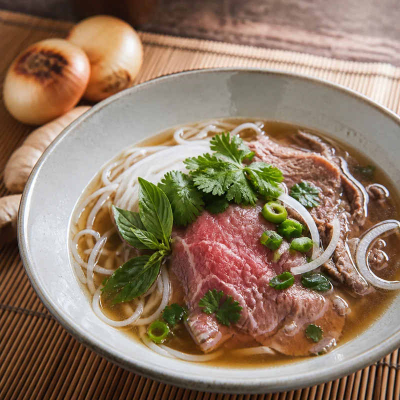 3-Hour Rare Beef Pho with Charred Onion & Toasted Spice Broth