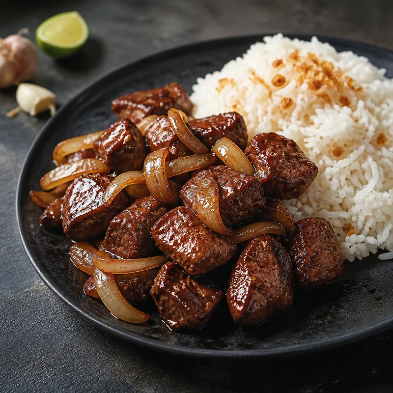 Shaking Beef Rice Plate with Lime-Pepper Salt