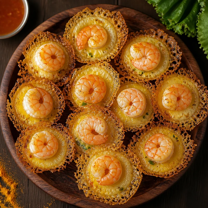 Crisp Mini Coconut Rice Pancakes with Shrimp (Banh Khot)
