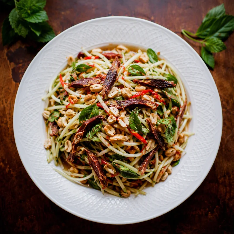 Green Papaya Salad with Shredded Beef Jerky