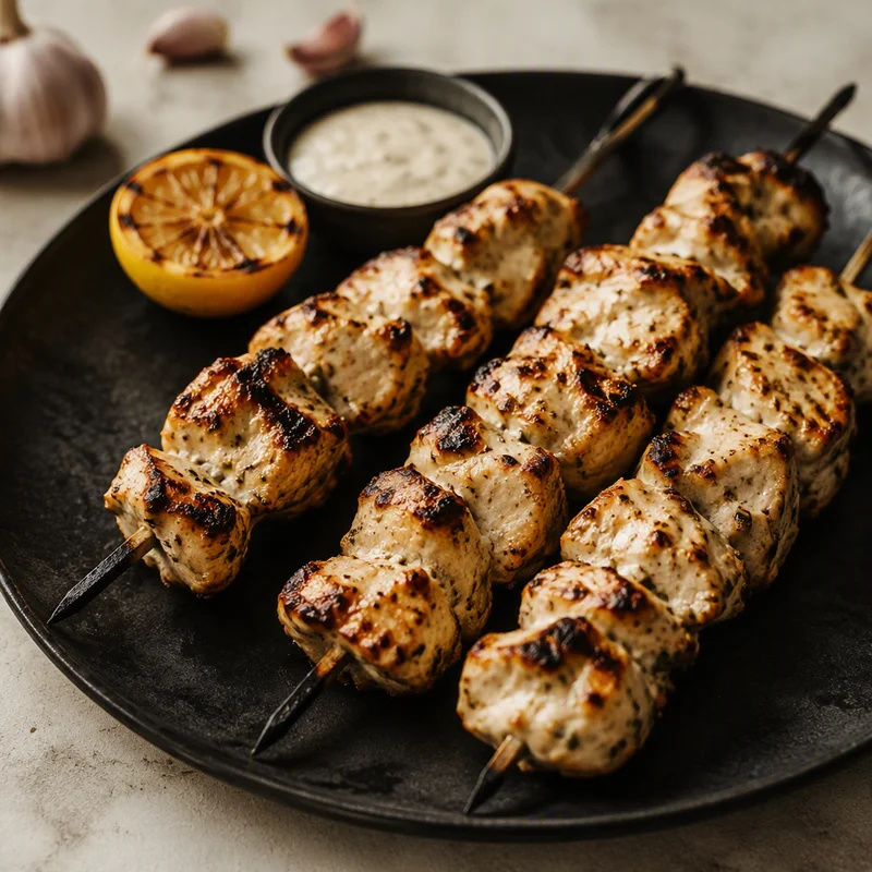 Yogurt-Marinated Chicken Kebabs with Lemon and Garlic