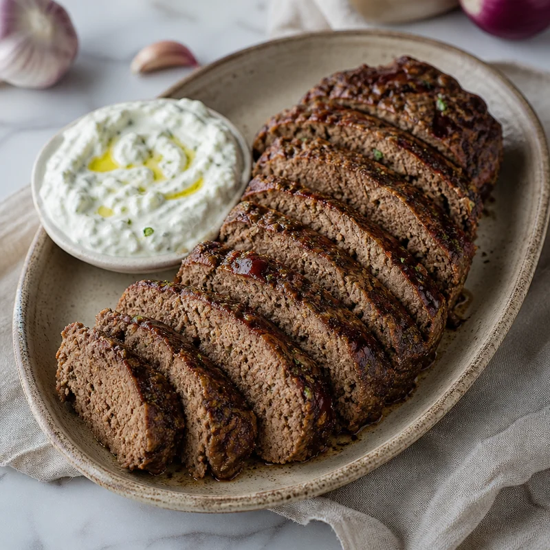 Beef and Lamb Gyro Loaf with Tzatziki
