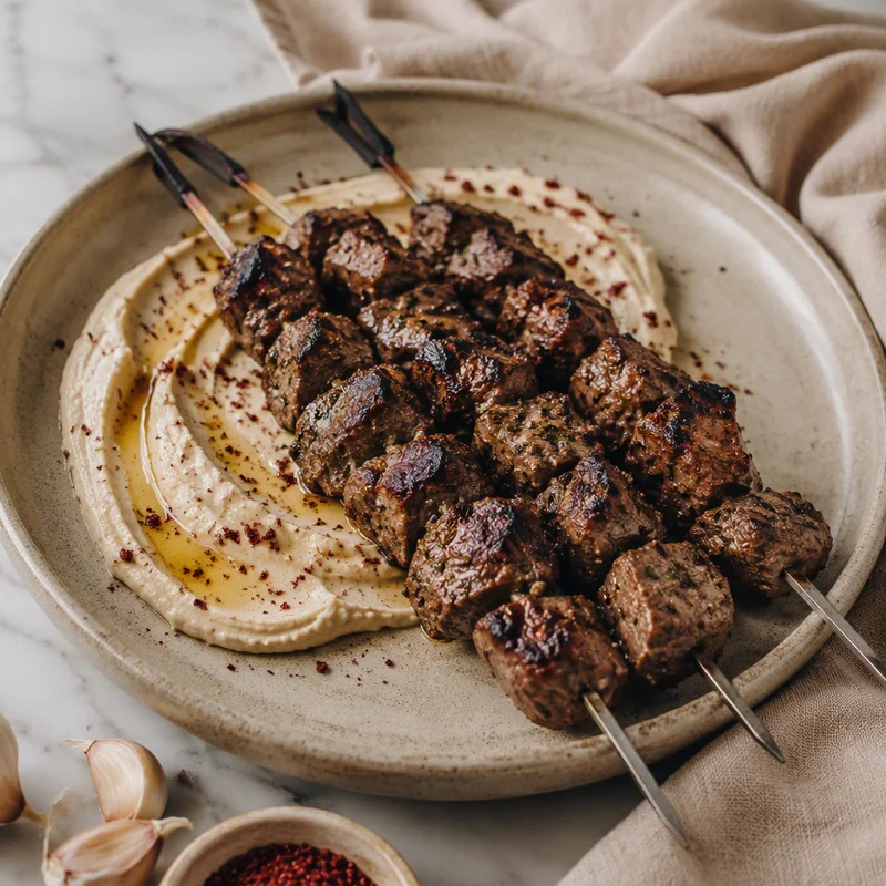 Yogurt-Marinated Beef Shish Kebab