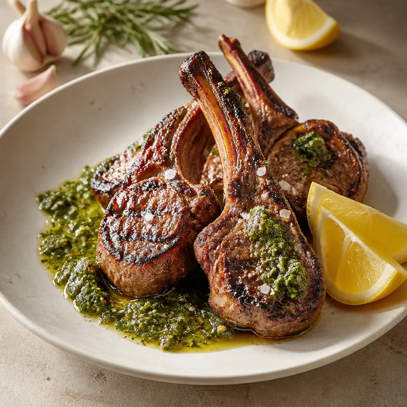 Grilled Lamb Chops with Mint Salsa Verde