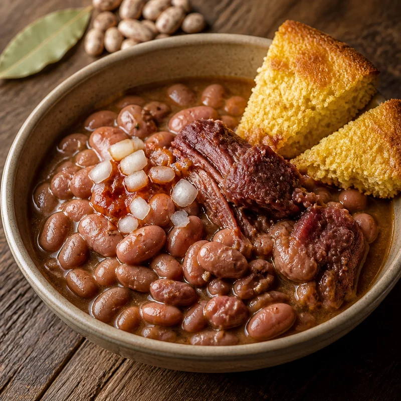 Southern Stewed Pinto Beans with Smoked Ham Hock