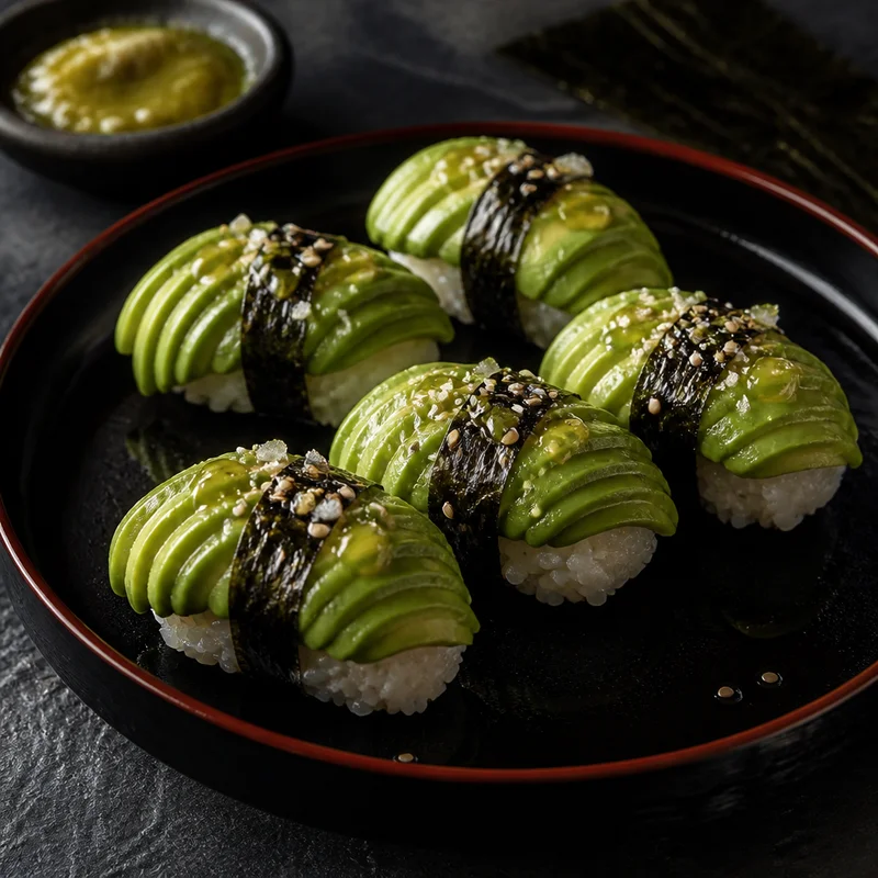 Fanned Avocado Nigiri with Yuzu Kosho