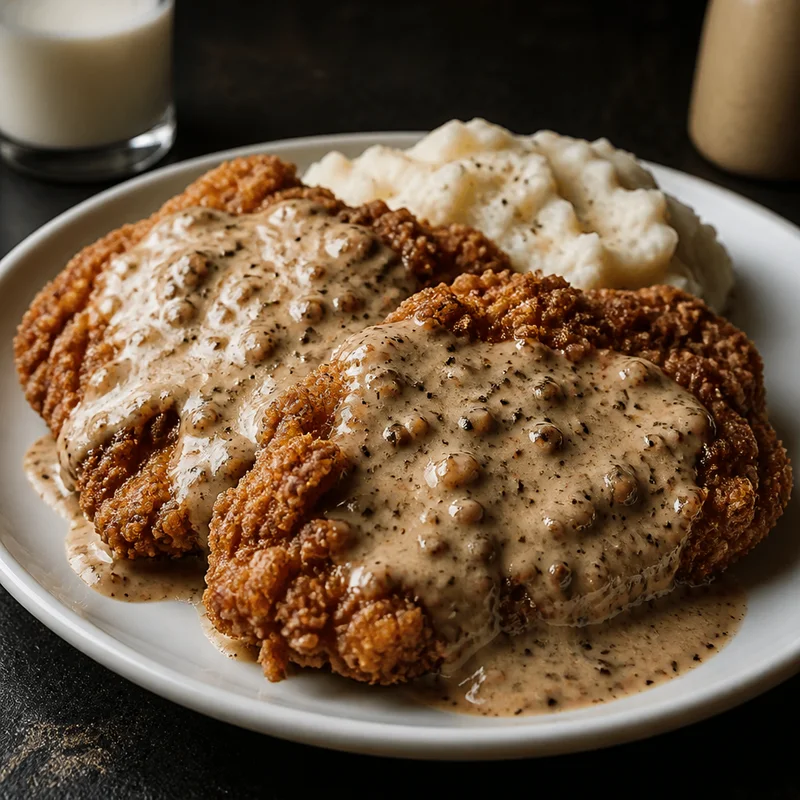 Skillet Chicken Fried Chicken with Black Pepper Cream Gravy