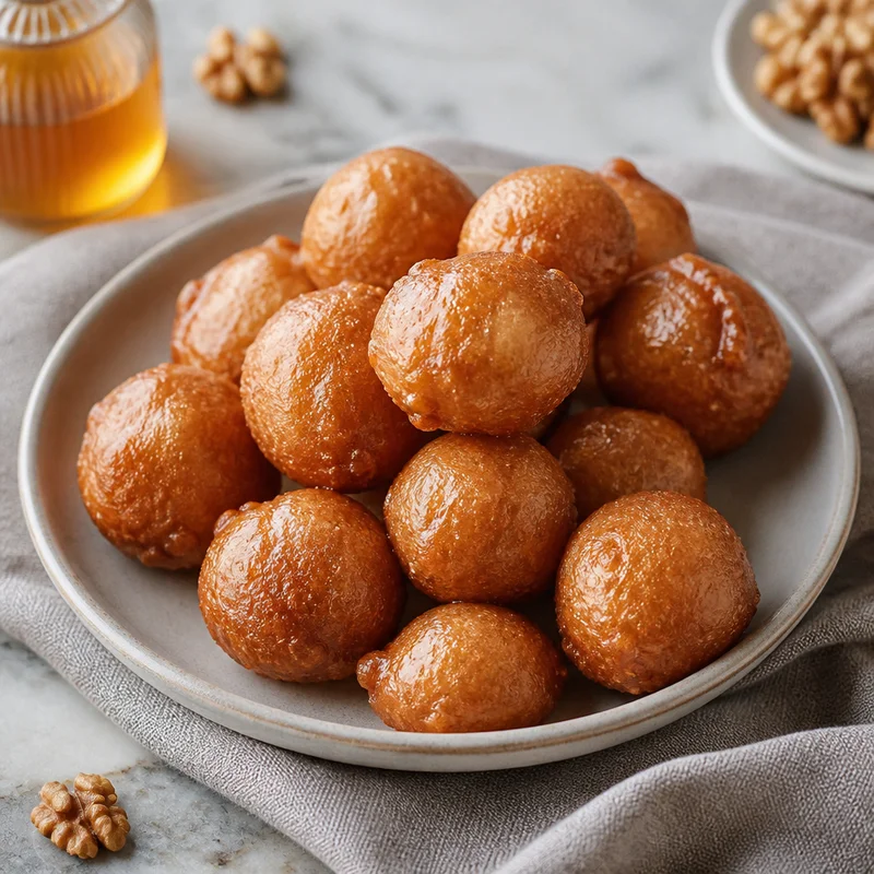Greek Honey Puffs with Cinnamon and Walnuts
