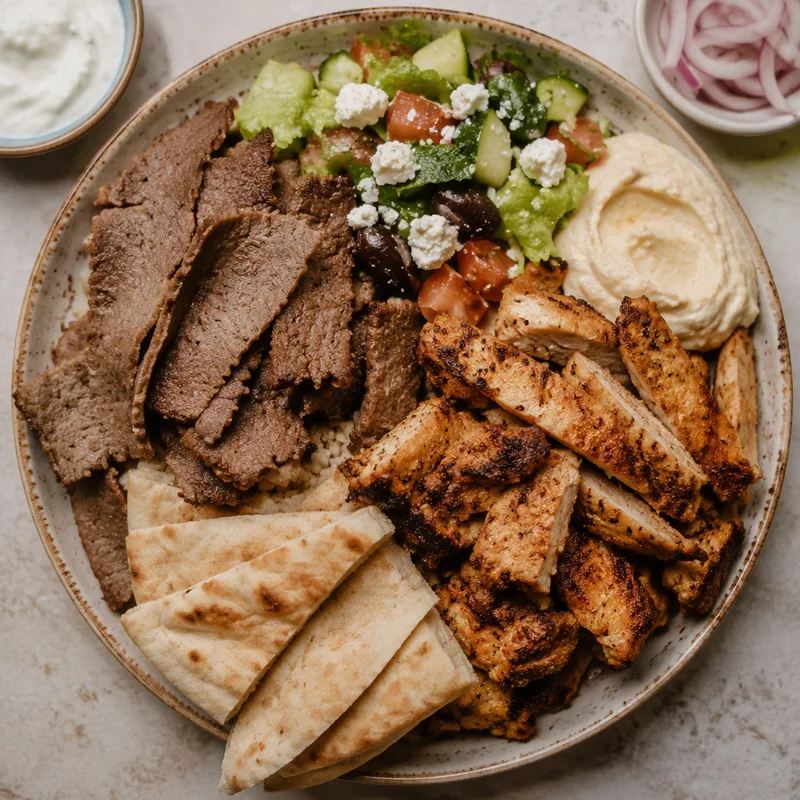 Mixed Shawarma Platter with Sheet-Pan Chicken & Gyro Loaf