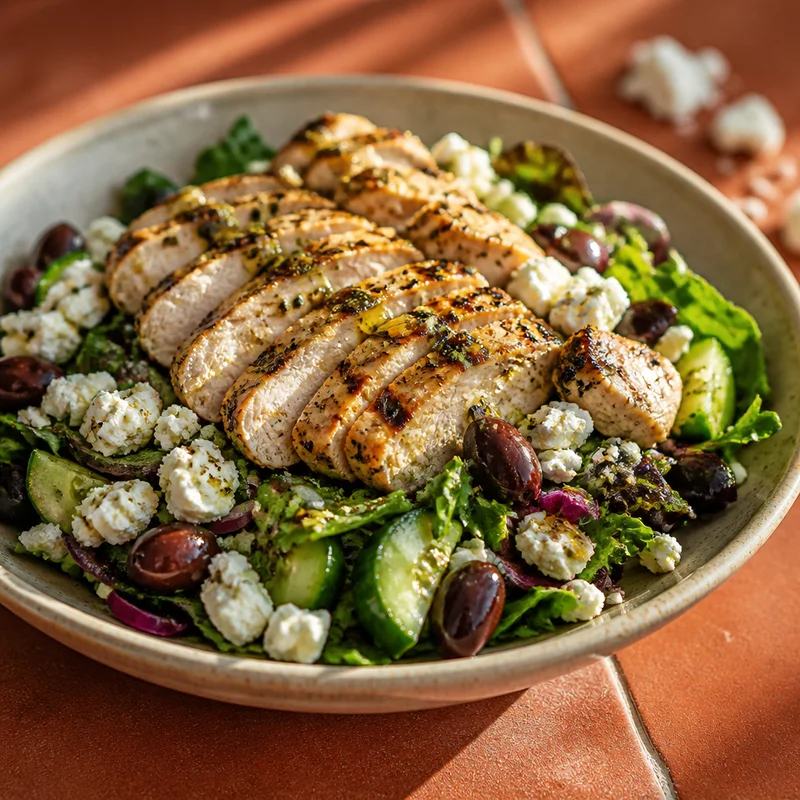 Lemon-Oregano Grilled Chicken Greens Bowl