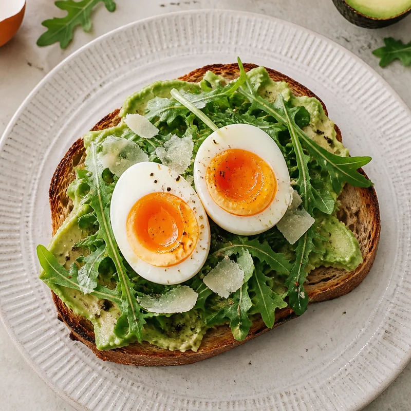 Avocado Toast with Jammy Egg and Arugula