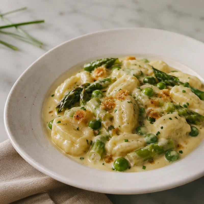 Parisian Gnocchi with Spring Vegetables and Cream