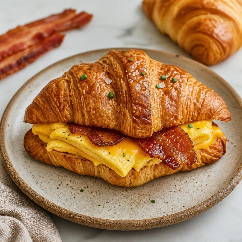 Bacon, Egg and Cheese Croissant Sandwiches