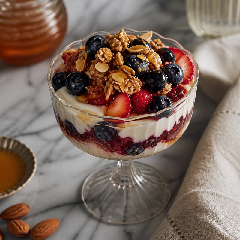Make-Ahead Yogurt Parfait Jars with Honey-Almond Granola