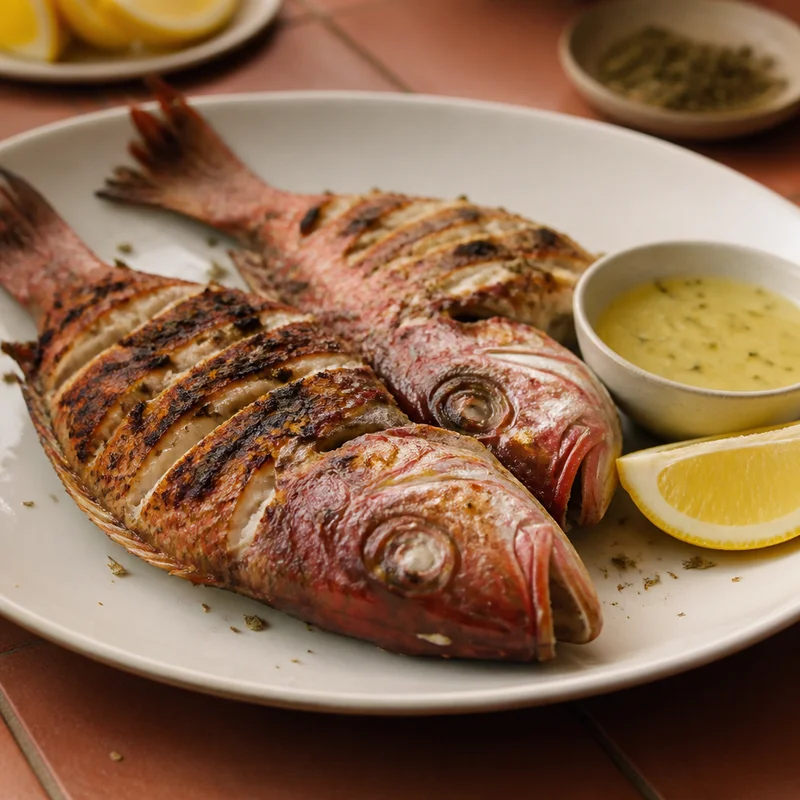 Grilled Whole Red Snapper with Lemon-Oregano Ladolemono