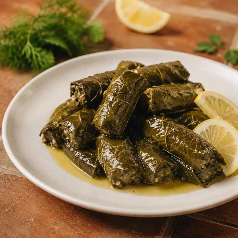 Lemony Herb Dolmades (Stuffed Grape Leaves)