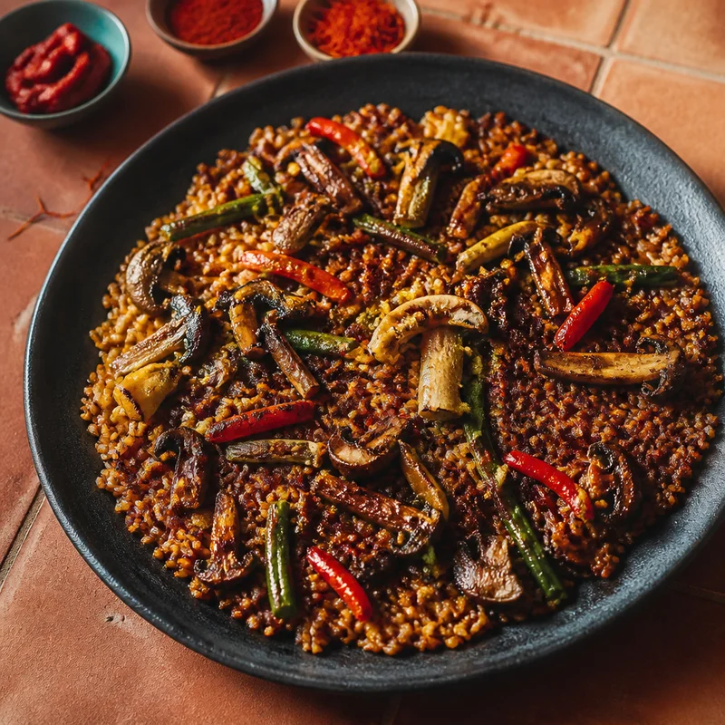 Wild Mushroom Vegetable Paella with Socarrat