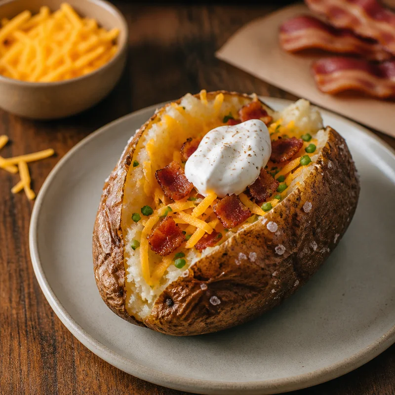 Loaded Baked Potato with Crackly Salted Skin
