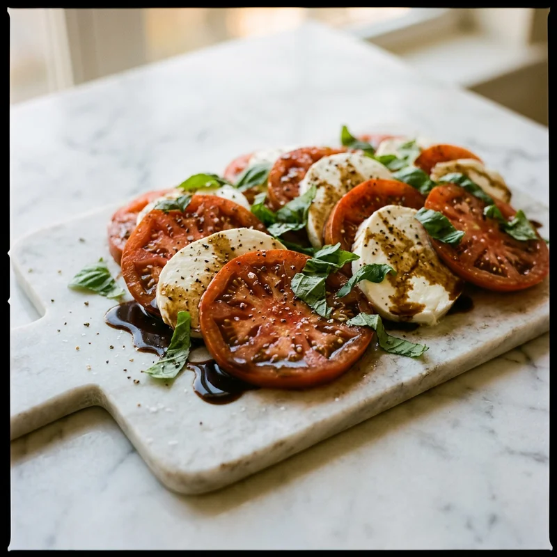 Caprese Salad with Salted Tomatoes and Balsamic Reduction