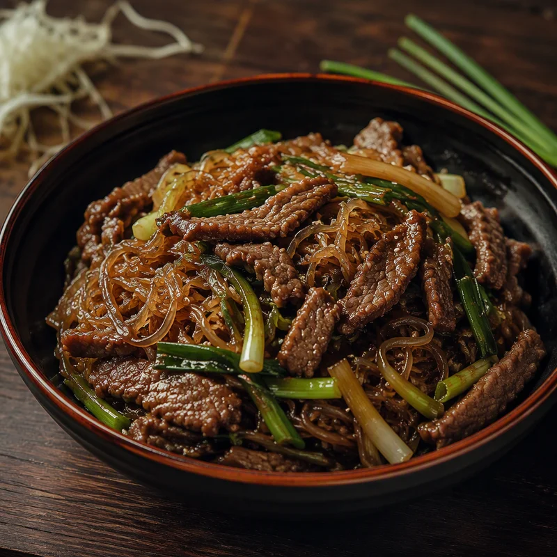 Sizzling Ginger-Scallion Beef Shirataki Noodles