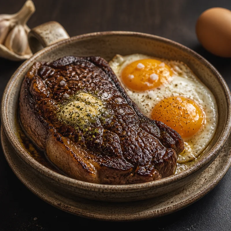 One-Pan Steak and Eggs with Garlic-Herb Butter