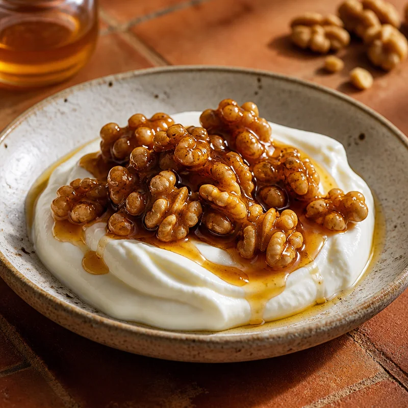 Greek Yogurt with Honey-Butter Walnuts