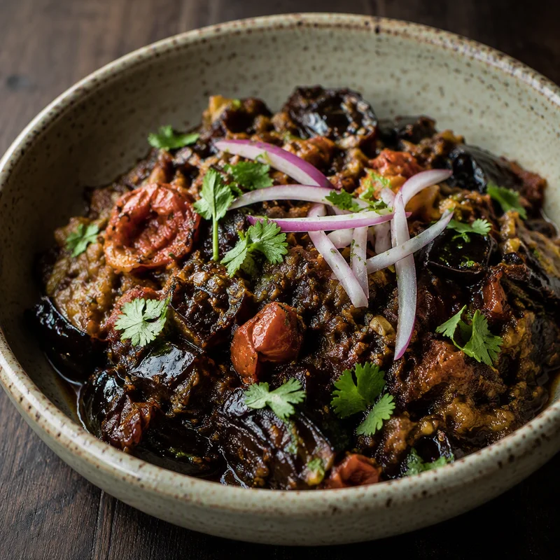 Fire-Roasted Eggplant Bharta with Charred Tomato
