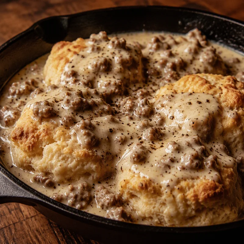 Drop Biscuits with Peppery Sausage Gravy