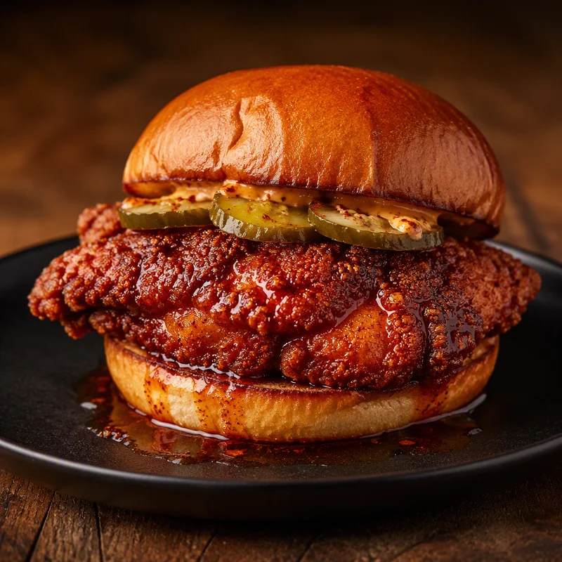 Spicy Fried Chicken Sandwich with Cayenne Hot Oil