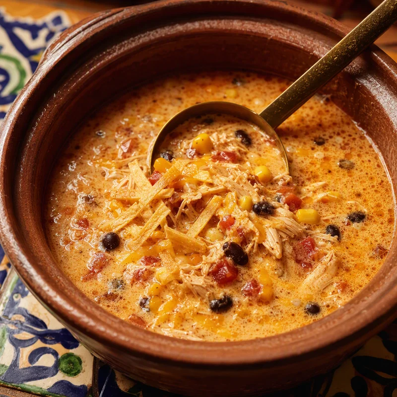 Slow Cooker Creamy Chicken Tortilla Soup