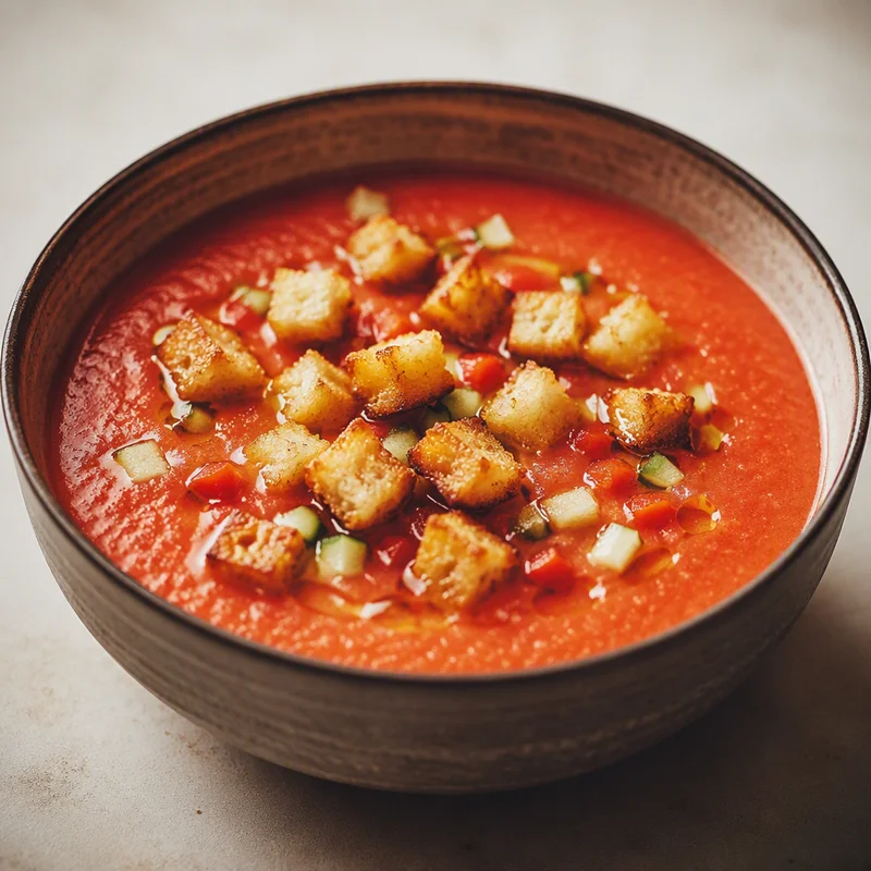Blender Gazpacho with Bread and Summer Tomatoes