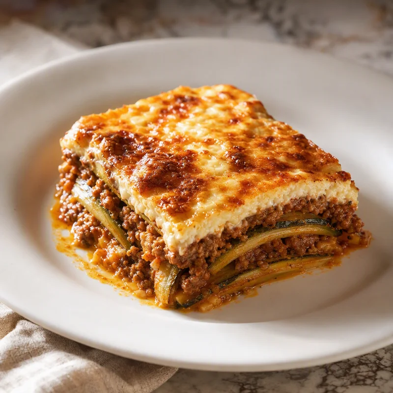 Zucchini Moussaka with Cinnamon-Spiced Lamb