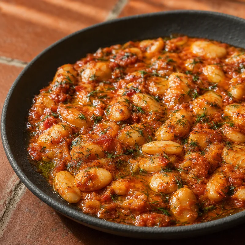 Slow-Baked Giant Beans in Tomato, Dill & Olive Oil