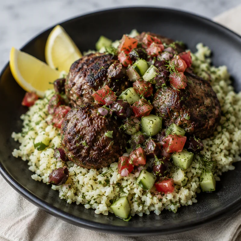 Greek Lamb Meatballs with Lemon-Dill Cauliflower Rice