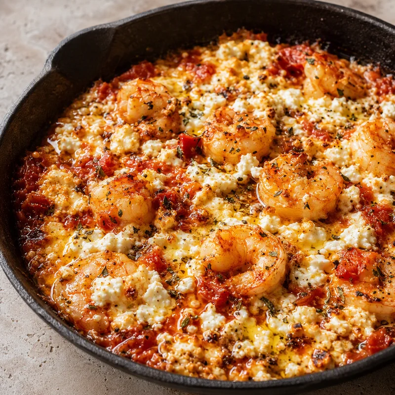 Skillet Shrimp with Tomato, Feta and Oregano