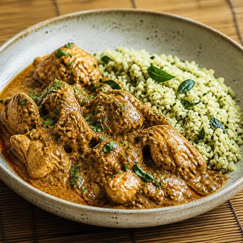Peppery Chettinad Chicken with Roasted Coconut Masala