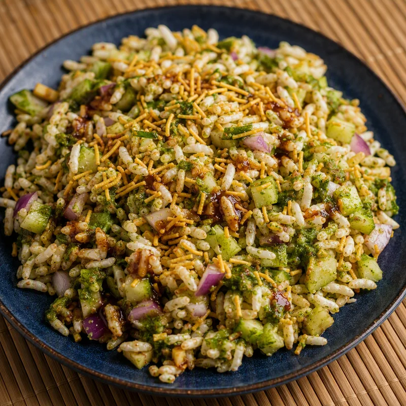 Crunchy Cucumber Bhel with Coriander-Lime Chutney