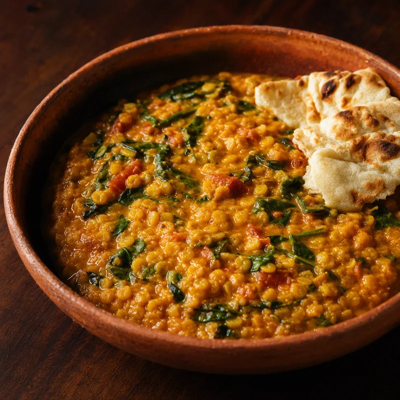 Slow Cooker Coconut Red Lentil Dal with Spinach