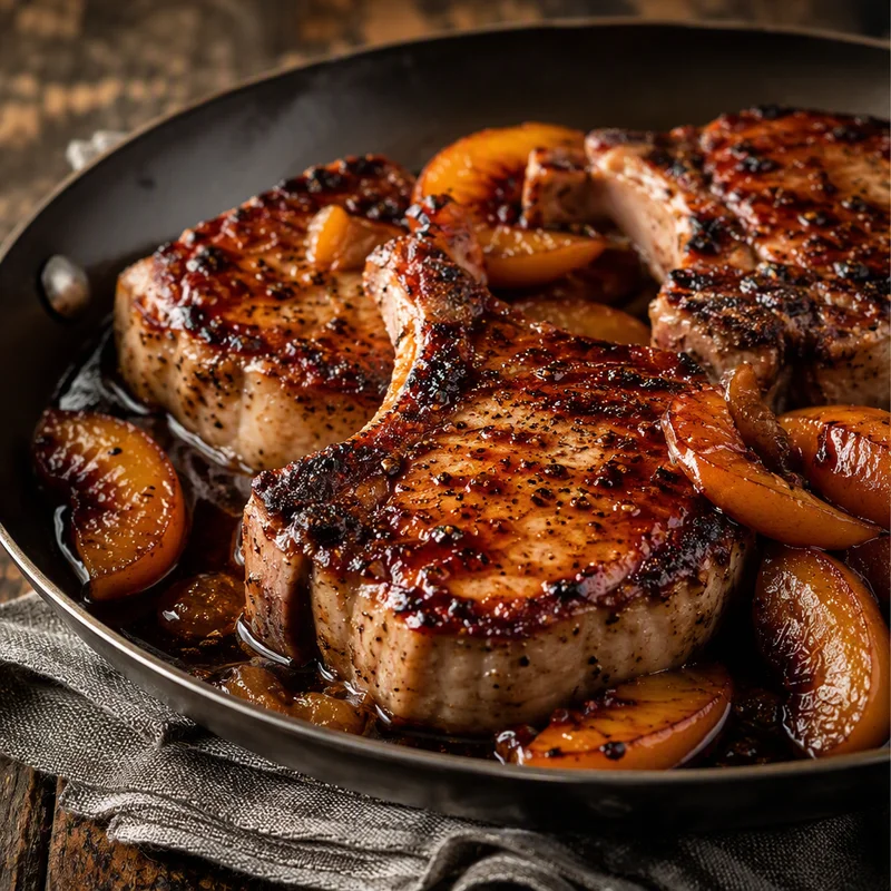 Sous Vide Bourbon-Peach Pork Chops with a Cast-Iron Sear
